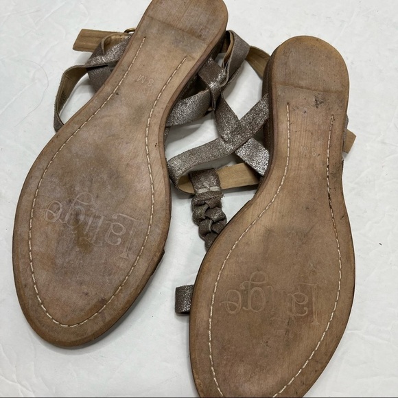 Anthropologie Latigo Metallic T-Strap Leather Sandals - Picture 7 of 7